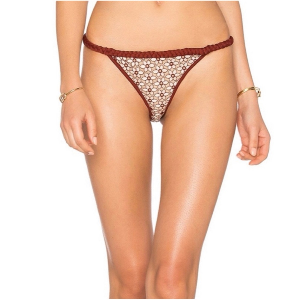 NWT For Love & Lemons Samba Braided Tiny Bottom in Nude & Berry Burgundy Bottom